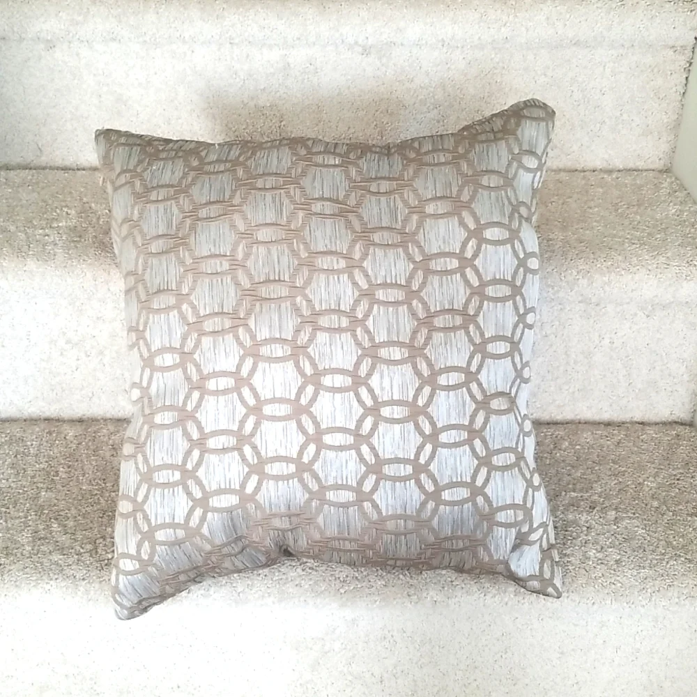 Metallic Silver Tan Throw Accent Pillow
